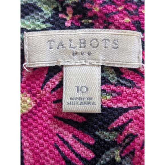 Talbots Dress Women's 10 Navy Pink Sleeveless Floral Sheath Daisies Cottagecore - Picture 9 of 12